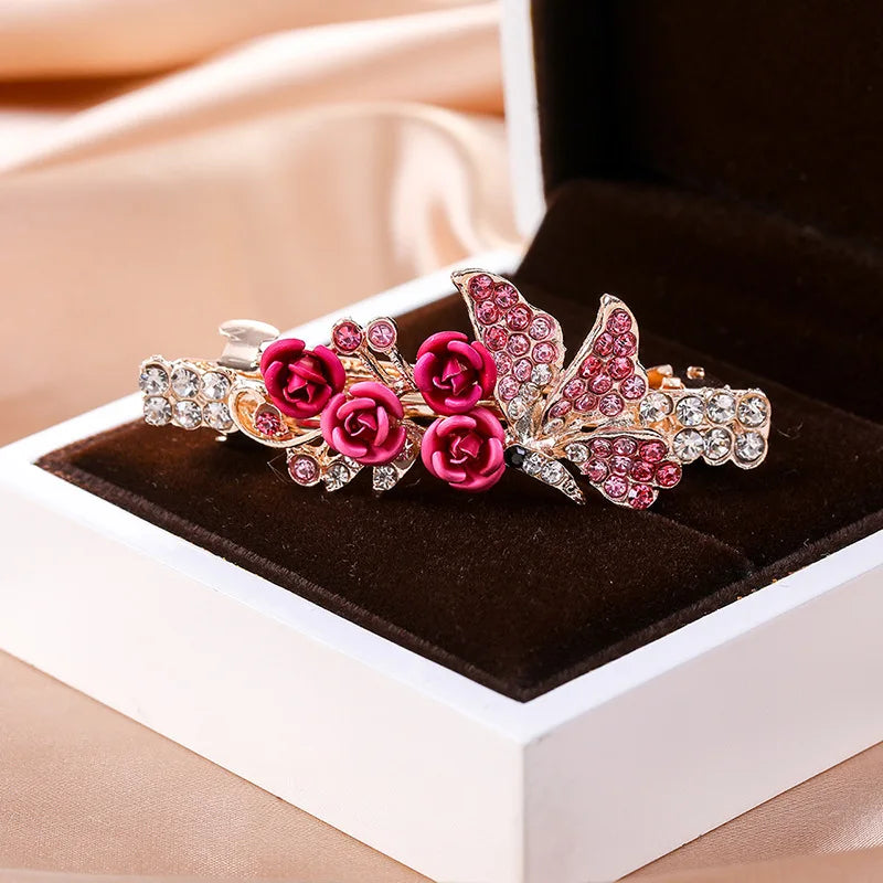 Crystal Floral Hairpin Rhinestone Hair Clip Barrettes