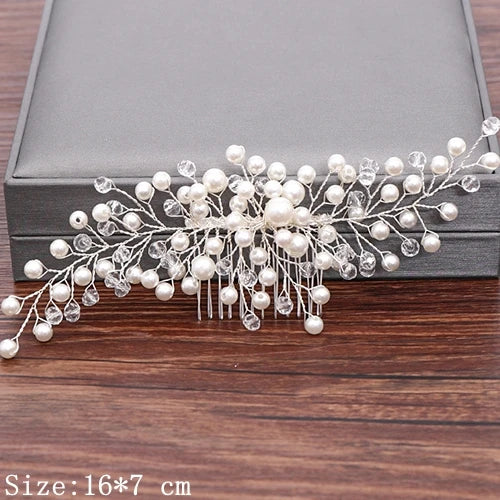 Wedding Hair Combs Bridal Hair Accessories For Women Hair Jewelry Silver Color Pearl Rhinestone Head Jewelry Women Accessoriesx