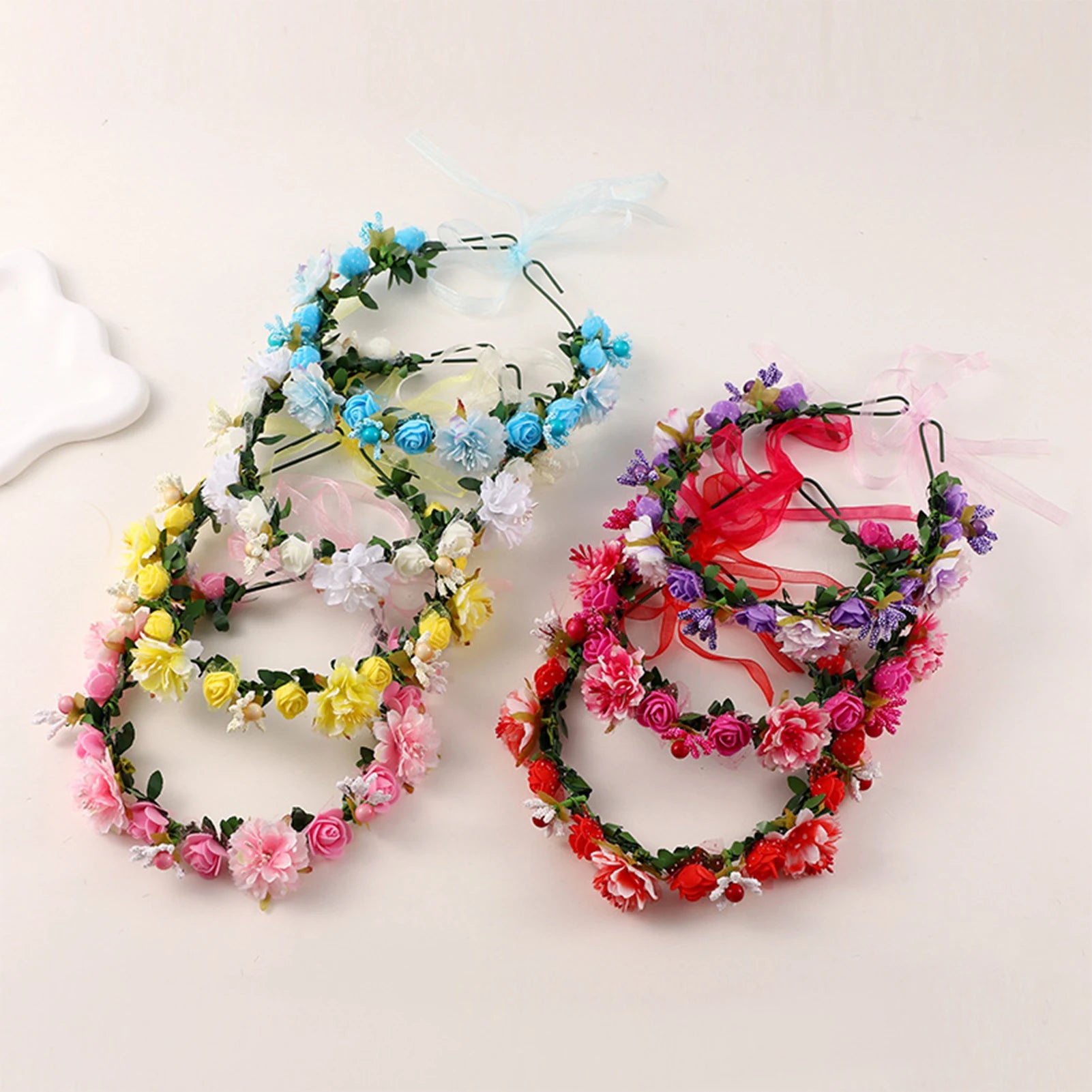 Bridal Flower Crown Headpiece DIY Hair Accessory for Wedding Bride Party Decoration Floral Wreath Hairband Hair Styling