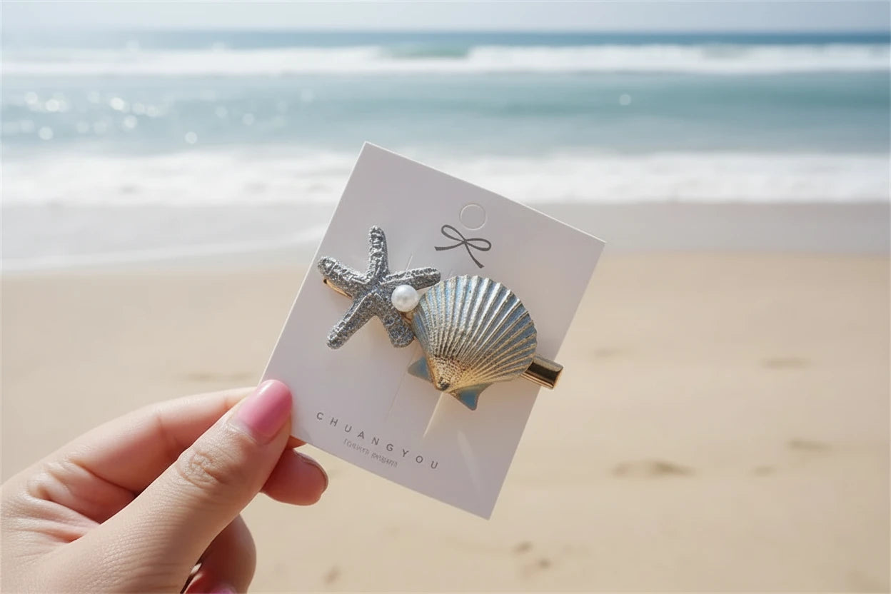 Summer Sea Starfish 1 Pcs Hair Clips Women Nice Star Starfish Sweet Hairpin Beach Hair Clip Girls Fashion cruise beach party holiday hair
