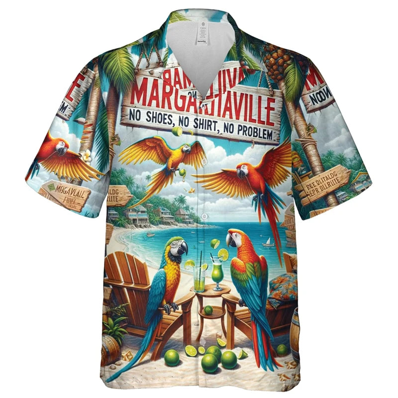 Parrot Shirts Hawaii Short Sleeve