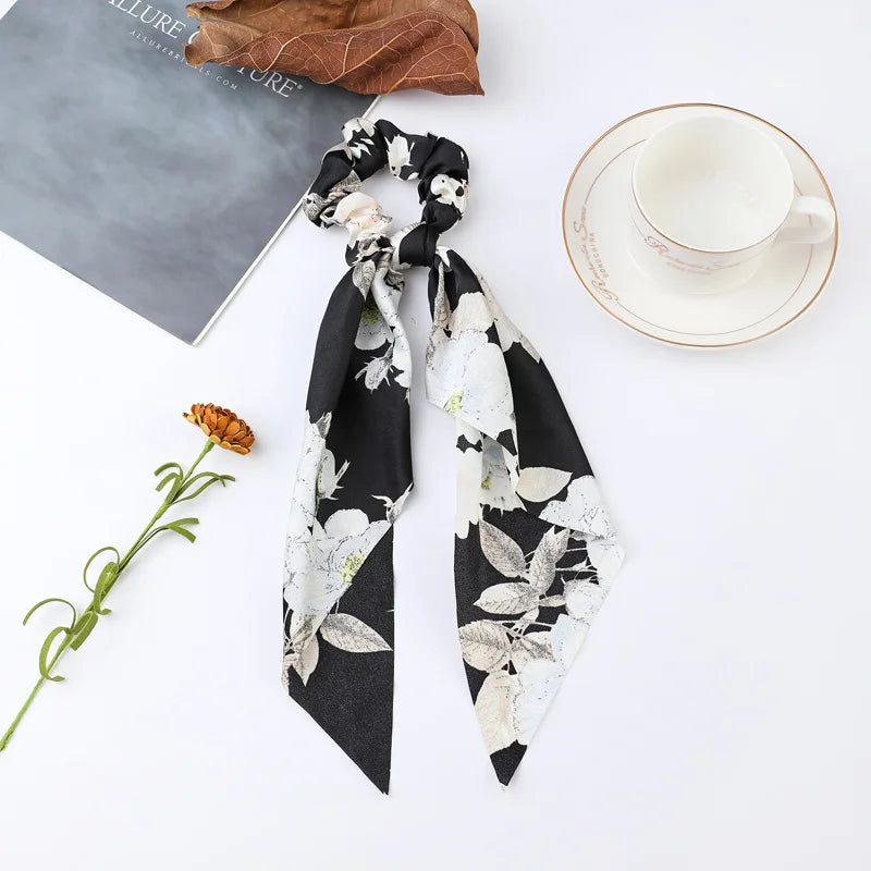 Fashion Dots Scrunchies Long Hair Rope Korean Hair Ties for Women Ponytail Scarf Sweet Elastic Hair Band Hair Accessories