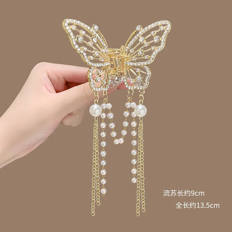 Fashion Shark Crab Clips Girls Hairpin Hair  Women Crystal Simple Hair Clip Butterfly Pearl Tassel Metal Hair Claw Accessories cruise holiday beach party elegant hair special occasion