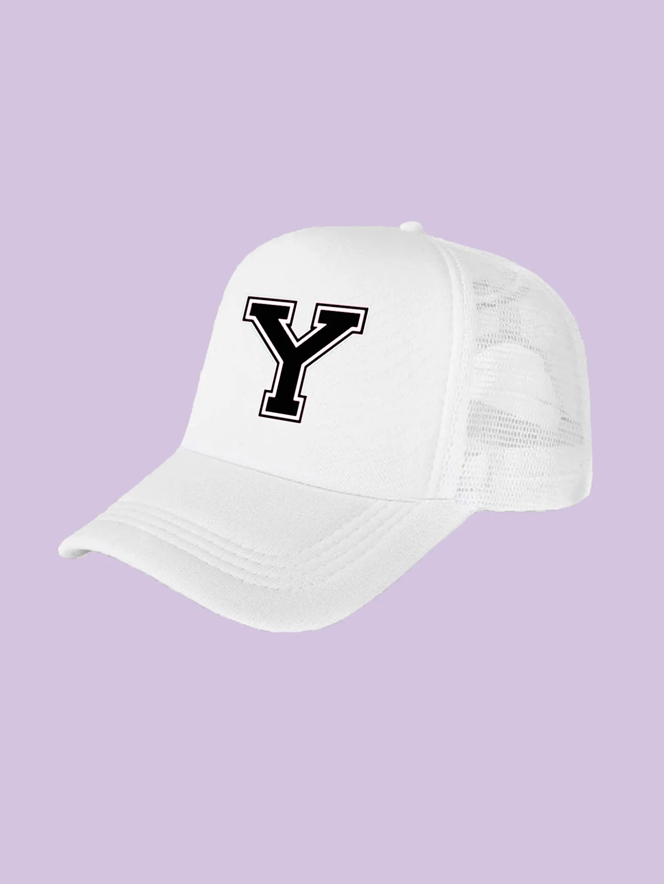 1Pc children's 26 letter printed baseball cap, fashionable sunshade duckbill cap for spring summer, breathable mesh trucker cap Initial cap