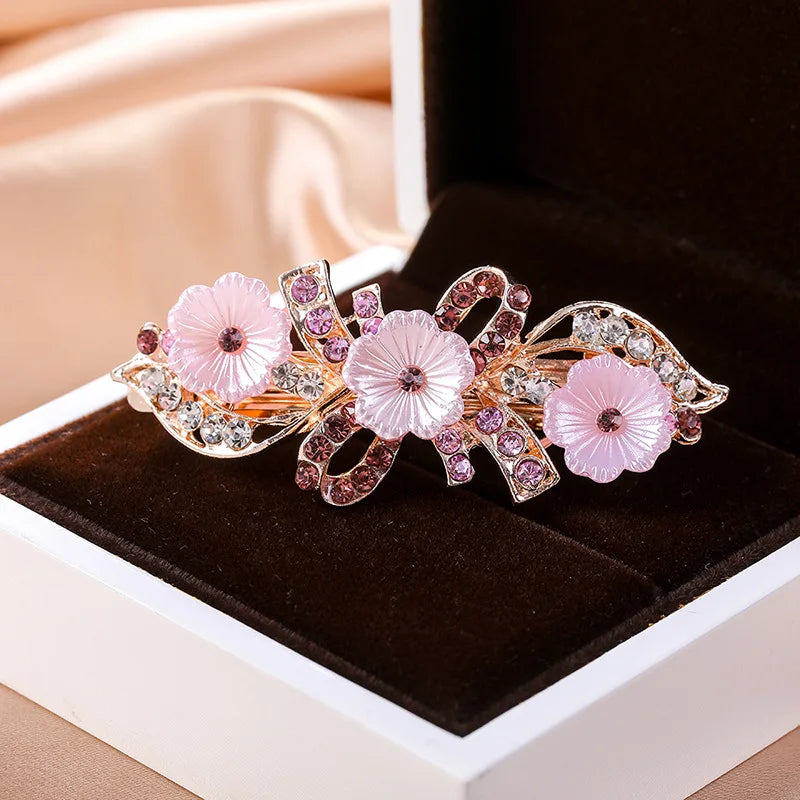Crystal Floral Hairpin Rhinestone Hair Clip Barrettes