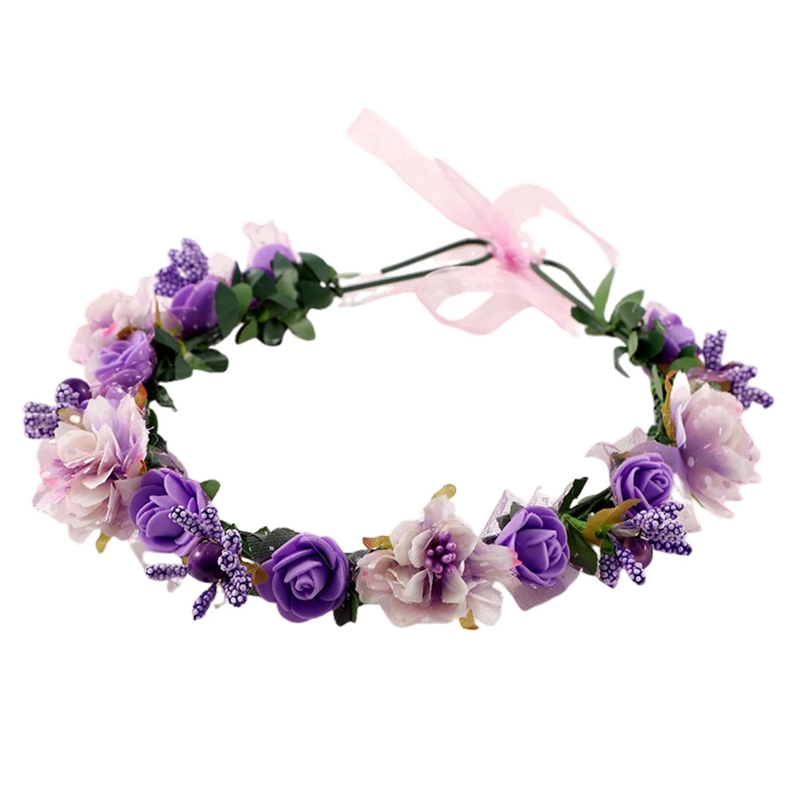 Bridal Flower Crown Headpiece DIY Hair Accessory for Wedding Bride Party Decoration Floral Wreath Hairband Hair Styling