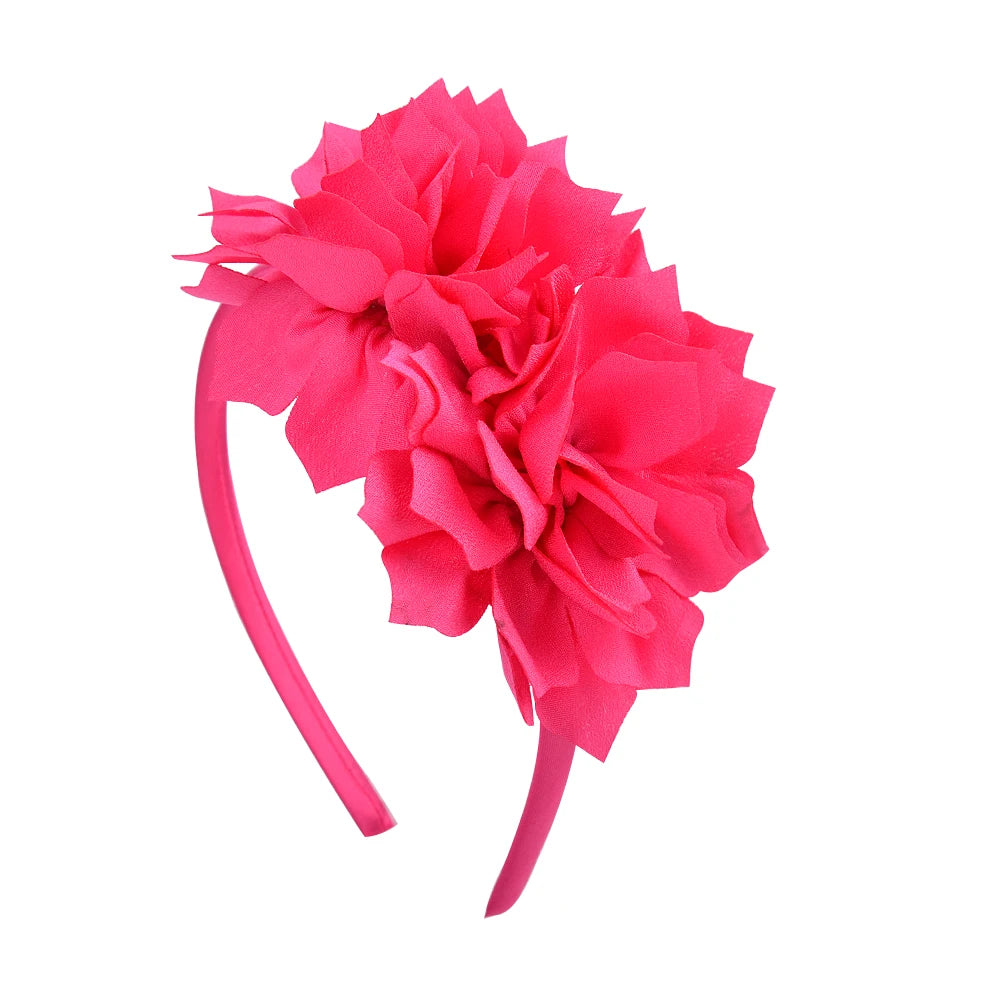 3.7 Inch  Solid Big Flower Headband Hair Band for Children Girls Bows Hair Hoop Grosgrain Ribbon Hair Accessories NEW Handmade