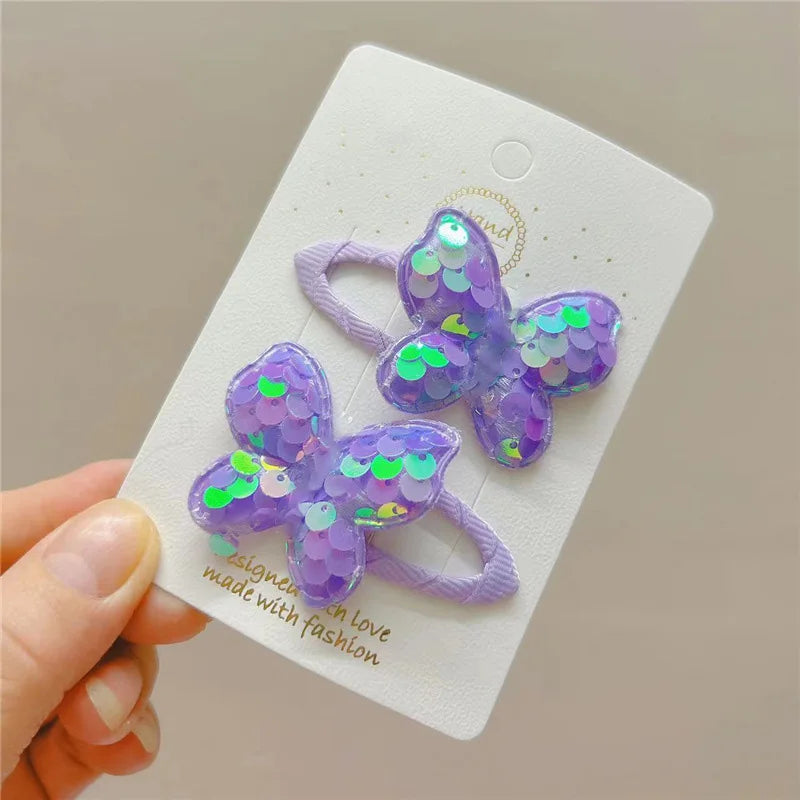 2PCS New Princess Scaly Heart Girls Hairpins Children Lovely Headwear Hairgrip Hair Clips Barrettes Hair Accessories butterfly star party