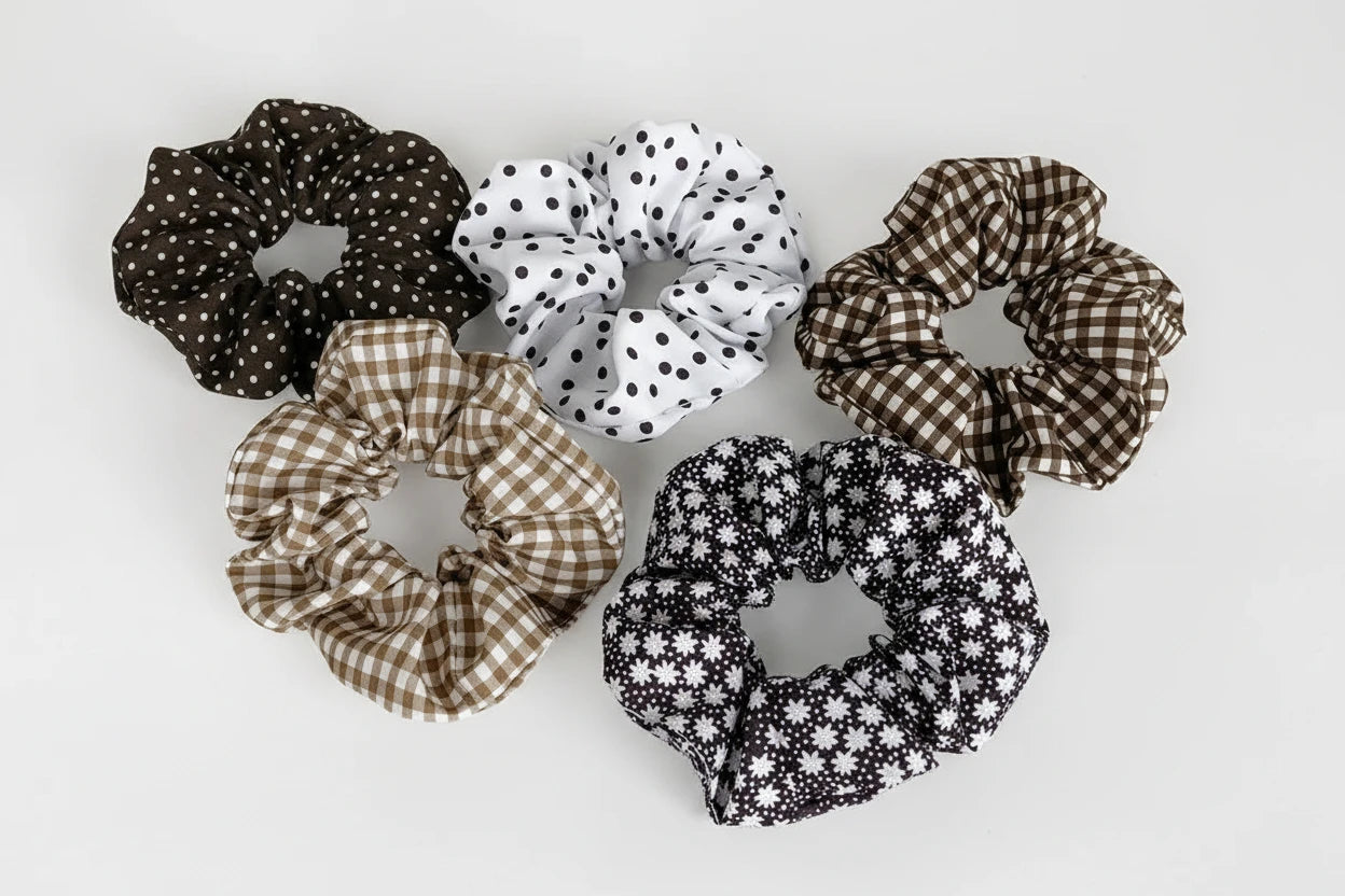 5 x Polka Dot Hair scrunchies