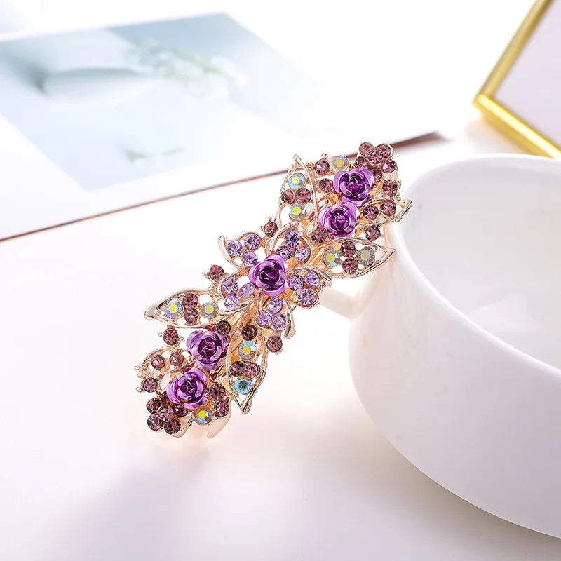 Crystal Floral Hairpin Rhinestone Hair Clip Barrettes