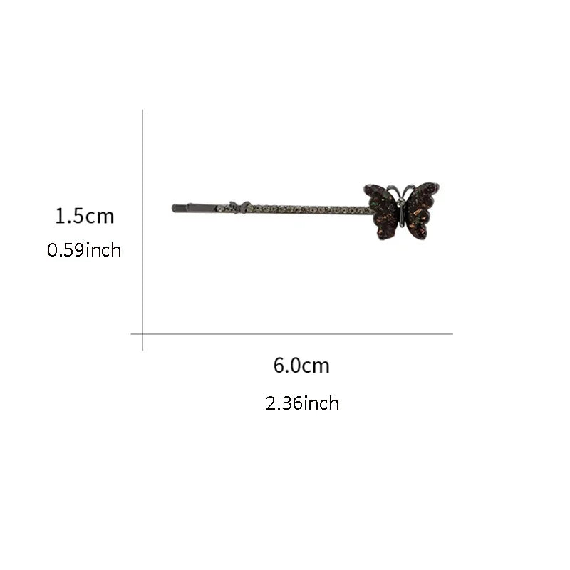 2Pcs/set Super Fairy Rhinestone Butterfly Hairpins Cute and Sweet Women's Bangs Side Clip Korean Style Hair Clip Headdress