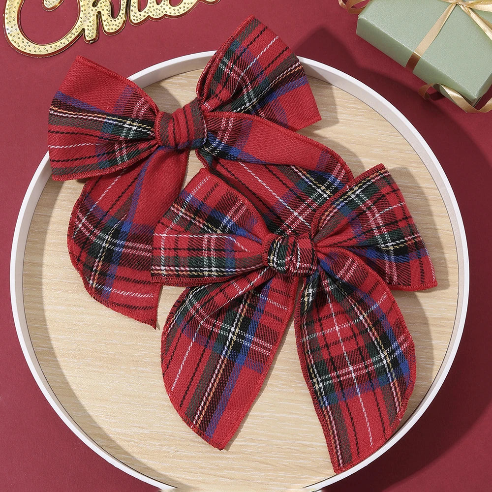 2 bows Christmas tartan pattern