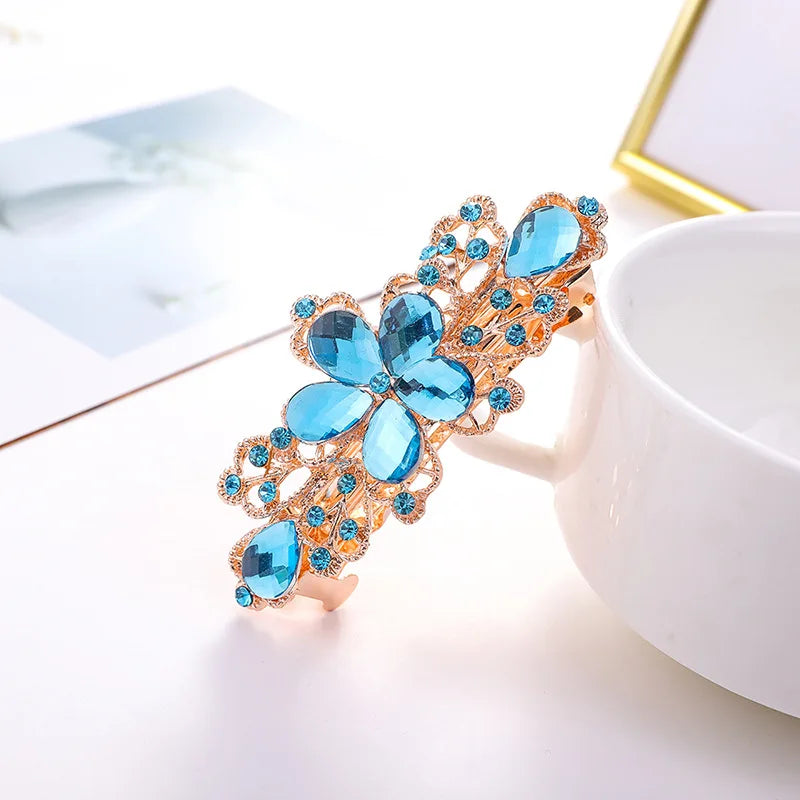 Crystal Floral Hairpin Rhinestone Hair Clip Barrettes