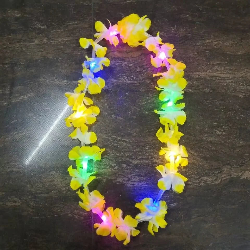 95CM Thickened Hawaiian Hula Dance Garland Collar Bohemian LED Belt Necklace For Women Beach Show Party Jewelry