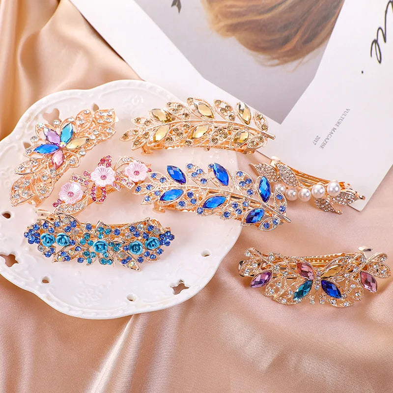 Crystal Floral Hairpin Rhinestone Hair Clip Barrettes