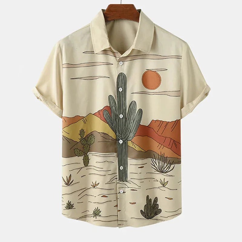 Cactus Shirt Men Print  Hawaiian