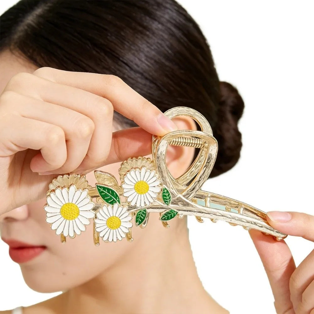 Fashion Metal Flower Hair Clips Exquisite Lily Tulip Rose Shark Clip Advanced Non-Slip Hair Claw Hair Accessories