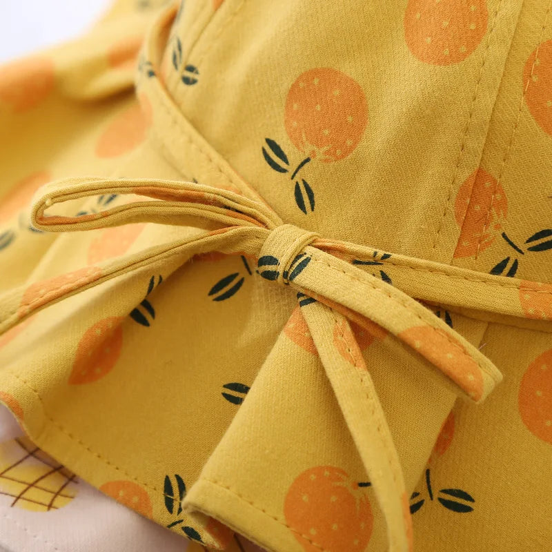 Summer Baby Girl Hat Cotton Fruit Kids Bucket Hats Sun Protection Bowknot Princess Children Cap for Girls Beach Travel 1-2 year old