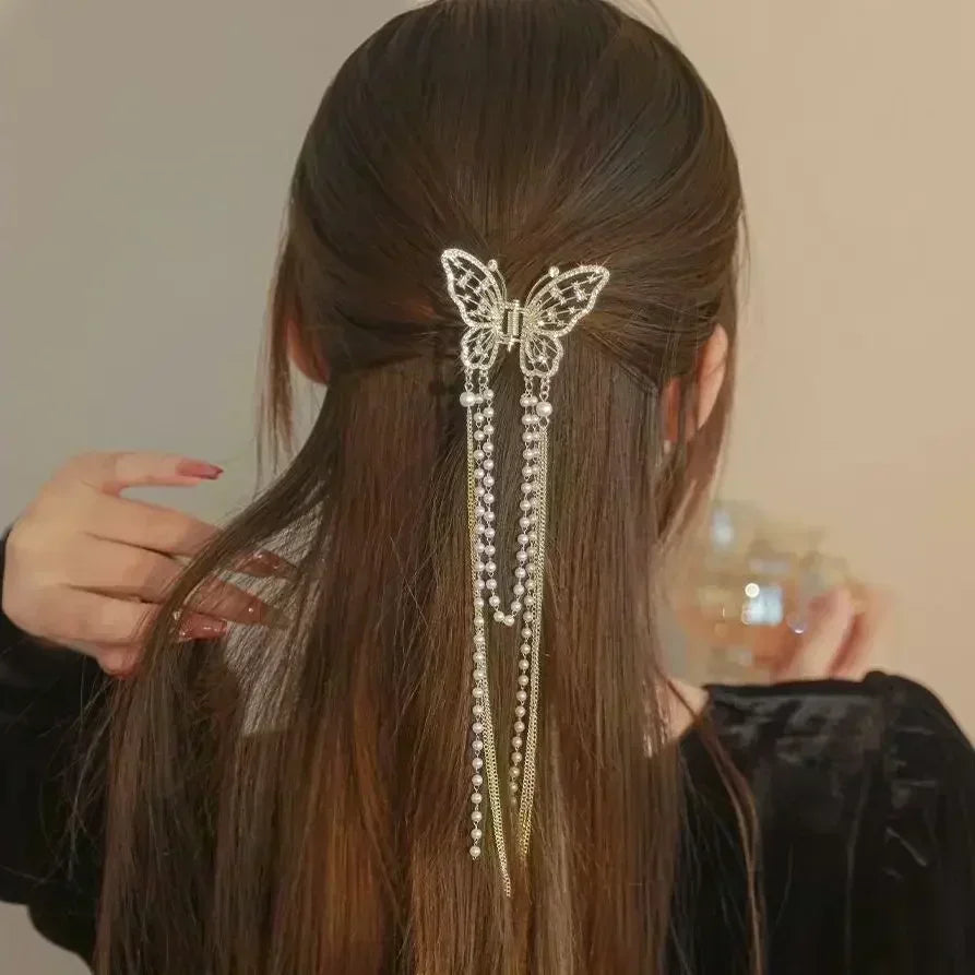 Fashion Shark Crab Clips Girls Hairpin Hair  Women Crystal Simple Hair Clip Butterfly Pearl Tassel Metal Hair Claw Accessories cruise holiday beach party elegant hair special occasion
