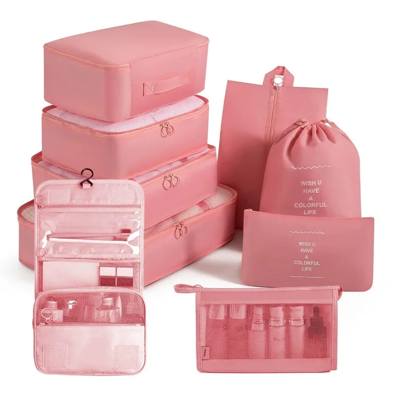 7/8/9/10 Pcs Set Travel Organizer Storage Bags Suitcase Packing Cubes Set Cases Portable Luggage Clothes Shoe Tidy Pouch Folding