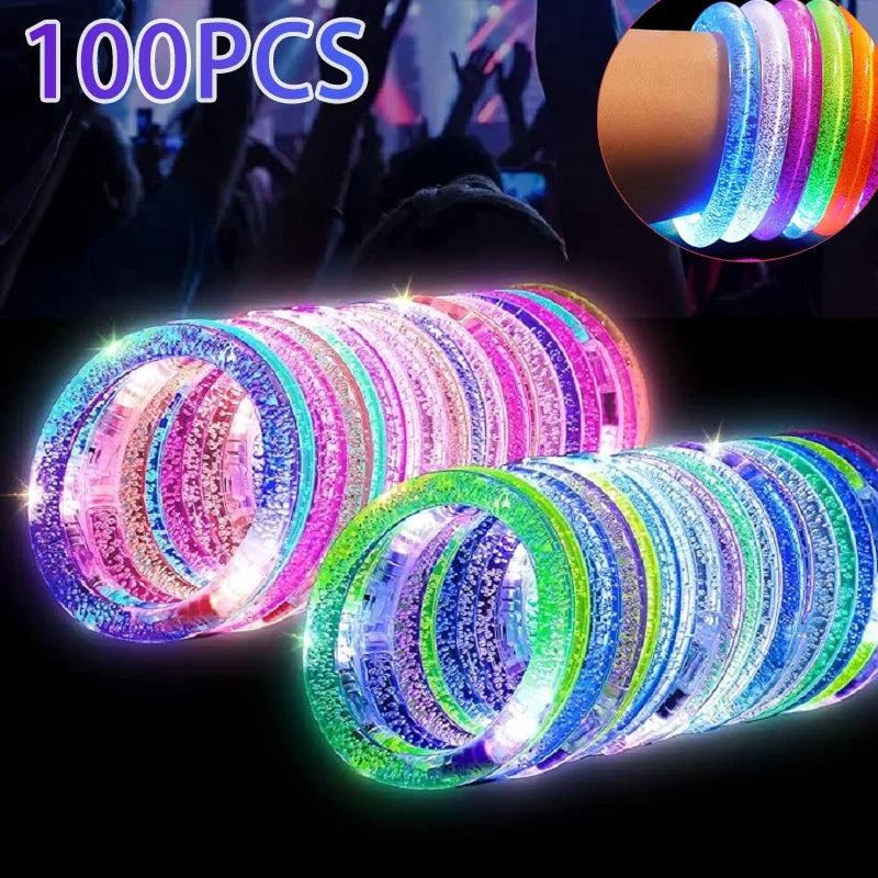 15/30 Pcs LED Light Up Bracelets Neon Glowing Bangle Luminous Wristbands Glow in The Dark Party Supplies for Kids Adults