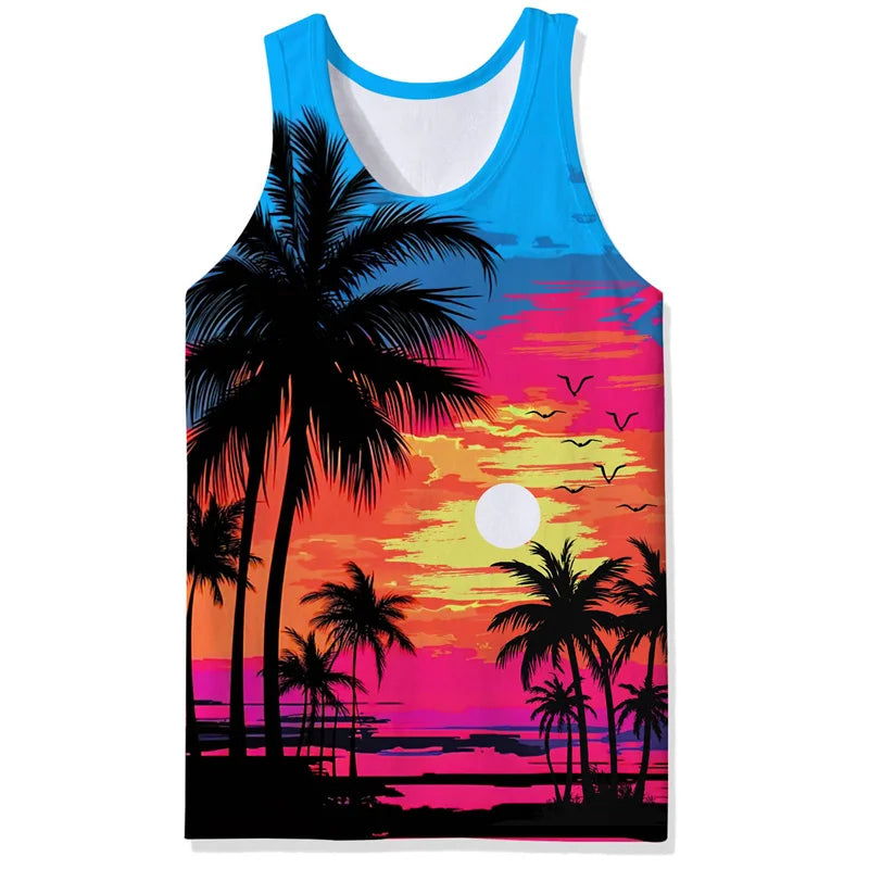 Tropical Tank Top Men boys Sleeveless vest