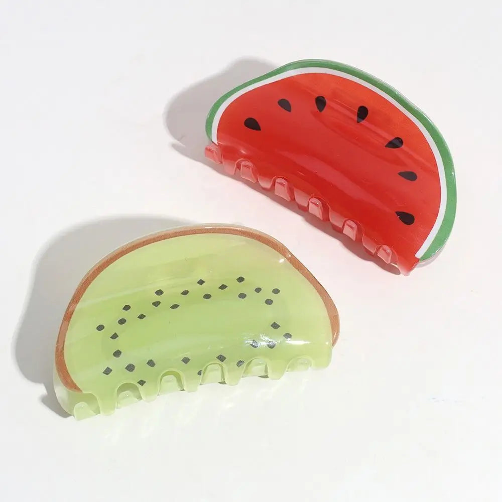 Lemon Srawberry Hair Crab Clip Kiwifruit Ponytail Holder lemon fruit  Watermelon Hair Clips Women Shark Clip Fruits Hair Claws ideal for holidays and summer or a cruise