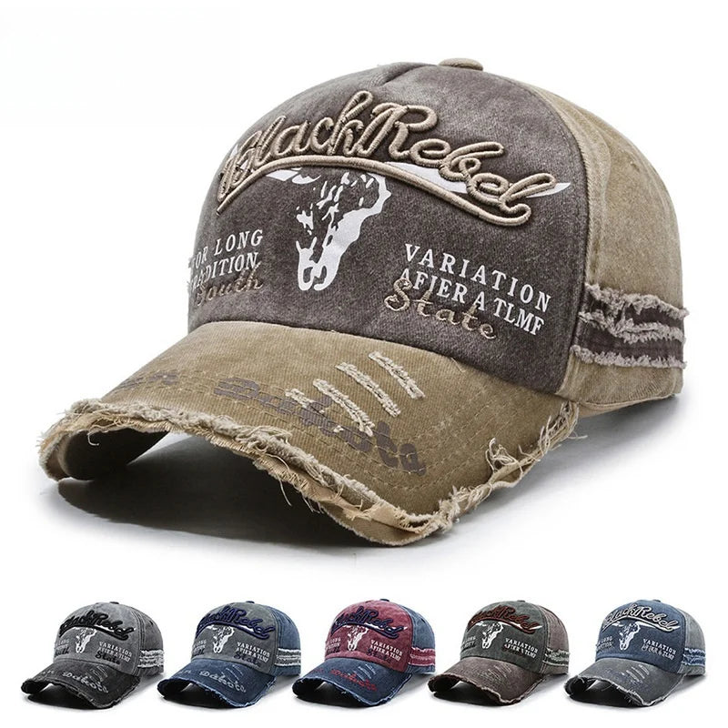 Hat Men  Peaked Cap Men  Spring and Autumn Aun Hat Washed Retro Old Men  Baseball Cap Breathable Embroidery Sun Protection