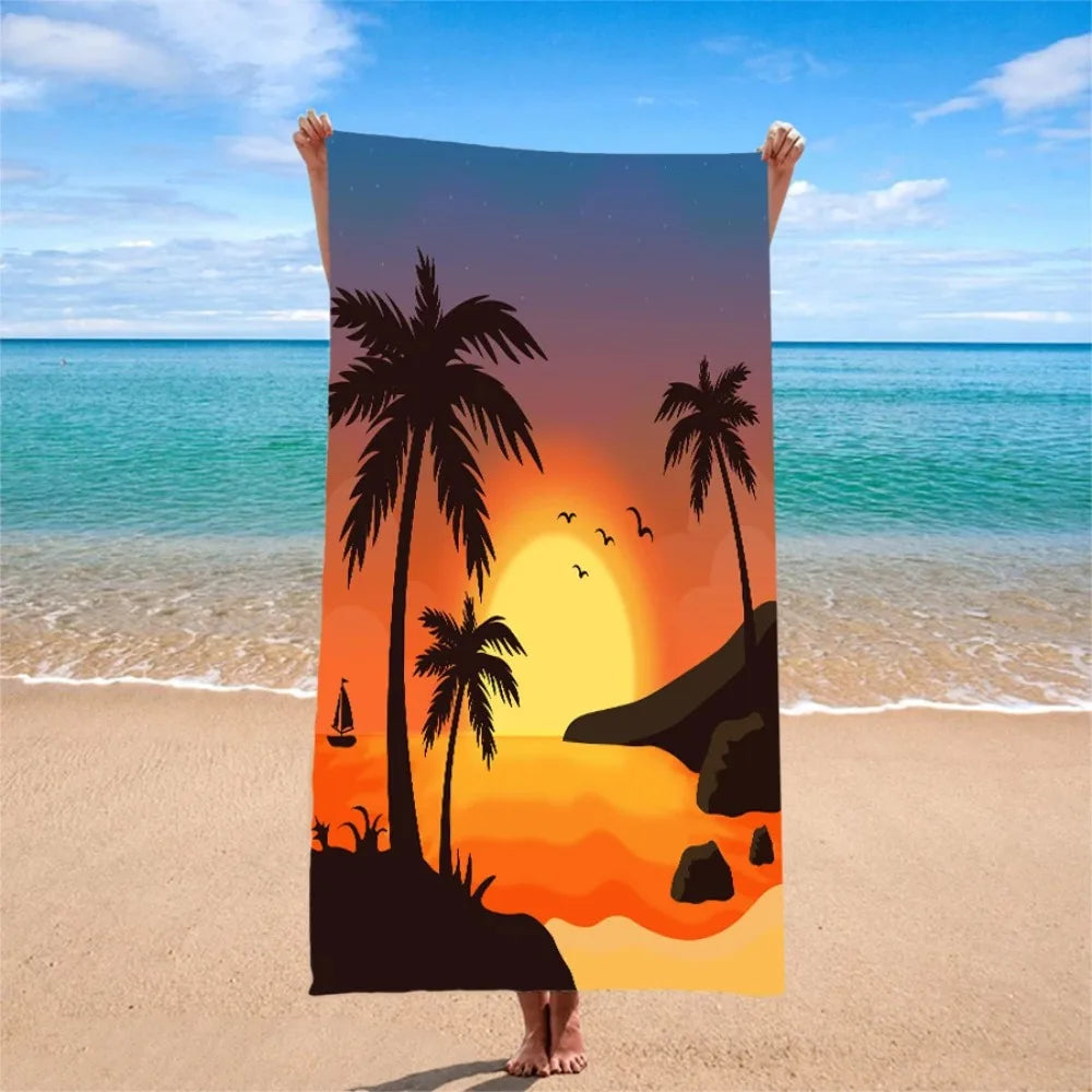 Microfiber Hairring Printed Beach Towel Mountain Climbing Yoga Beach Swimming Running Absorbent Soft Towel