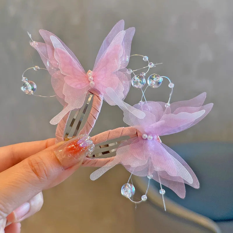 2PCS New Cute Fashion Gradient Butterfly Hair Clips Girls Hairpins Hair Accessories Barrettes Kid Headdress party beautiful pretty ❤️