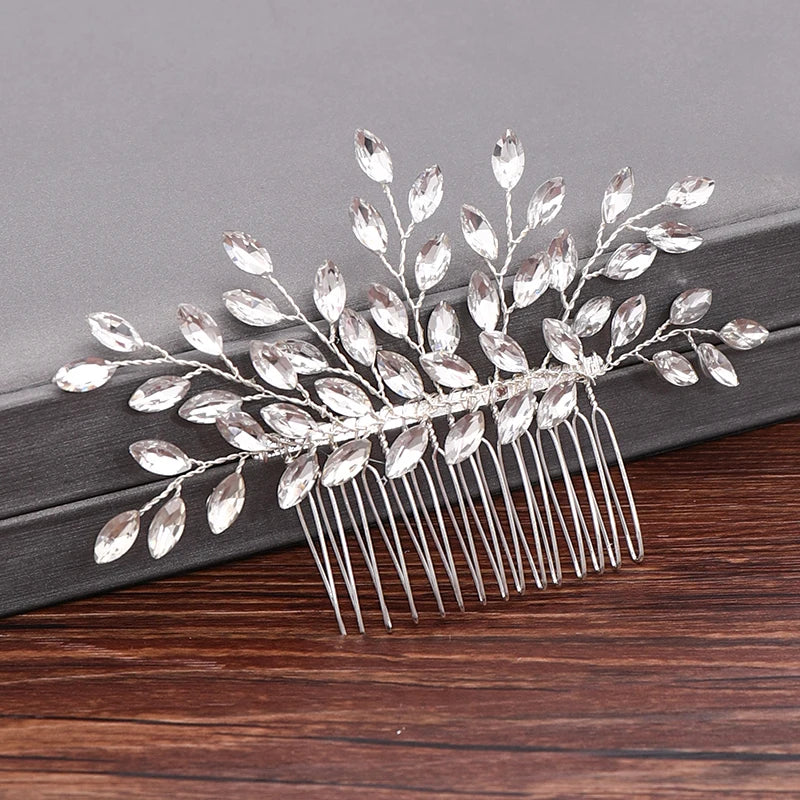 Wedding Hair Combs Bridal Hair Accessories For Women Hair Jewelry Silver Color Pearl Rhinestone Head Jewelry Women Accessoriesx