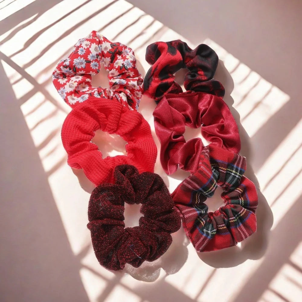 6 x  red hair Scrunchies