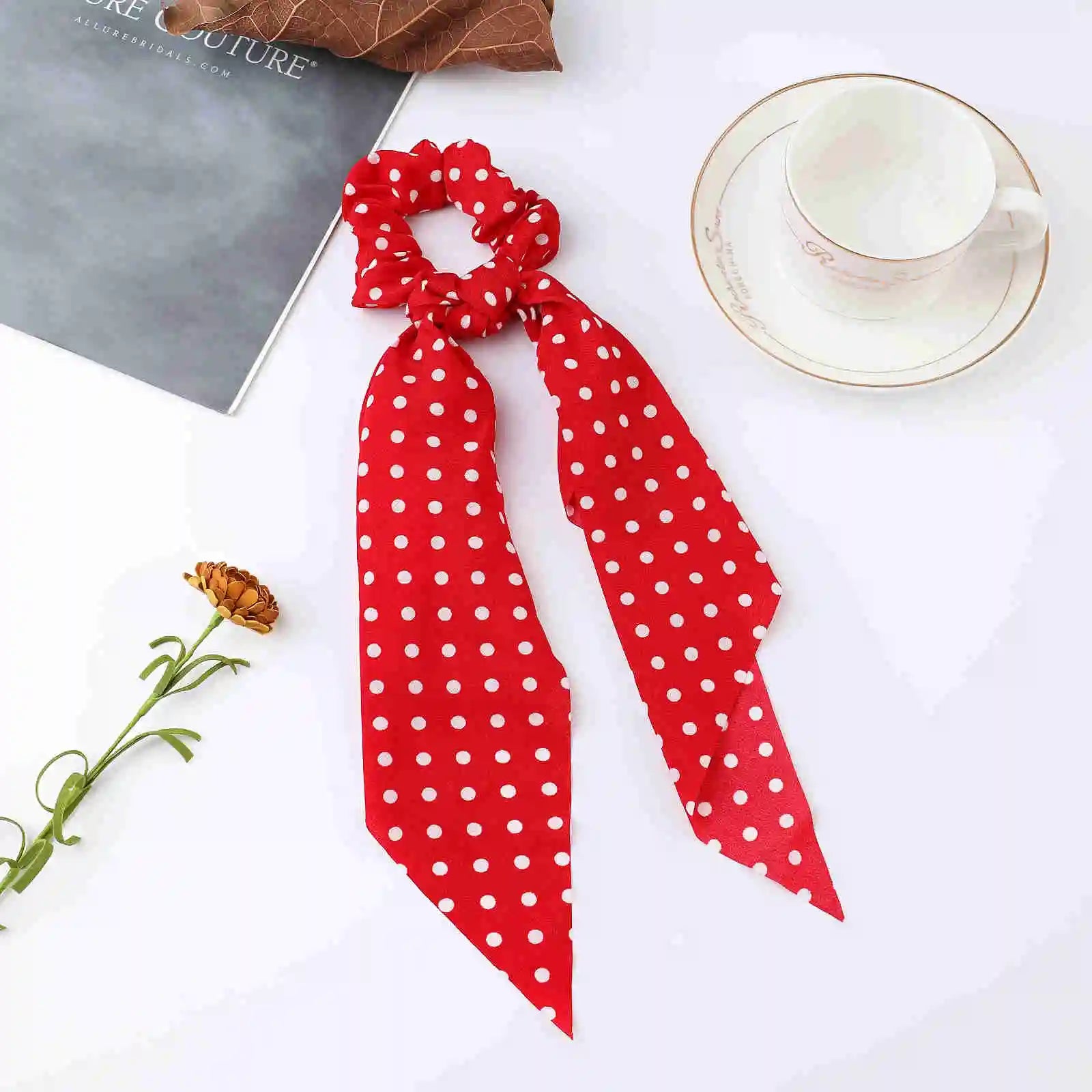 Fashion Dots Scrunchies Long Hair Rope Korean Hair Ties for Women Ponytail Scarf Sweet Elastic Hair Band Hair Accessories