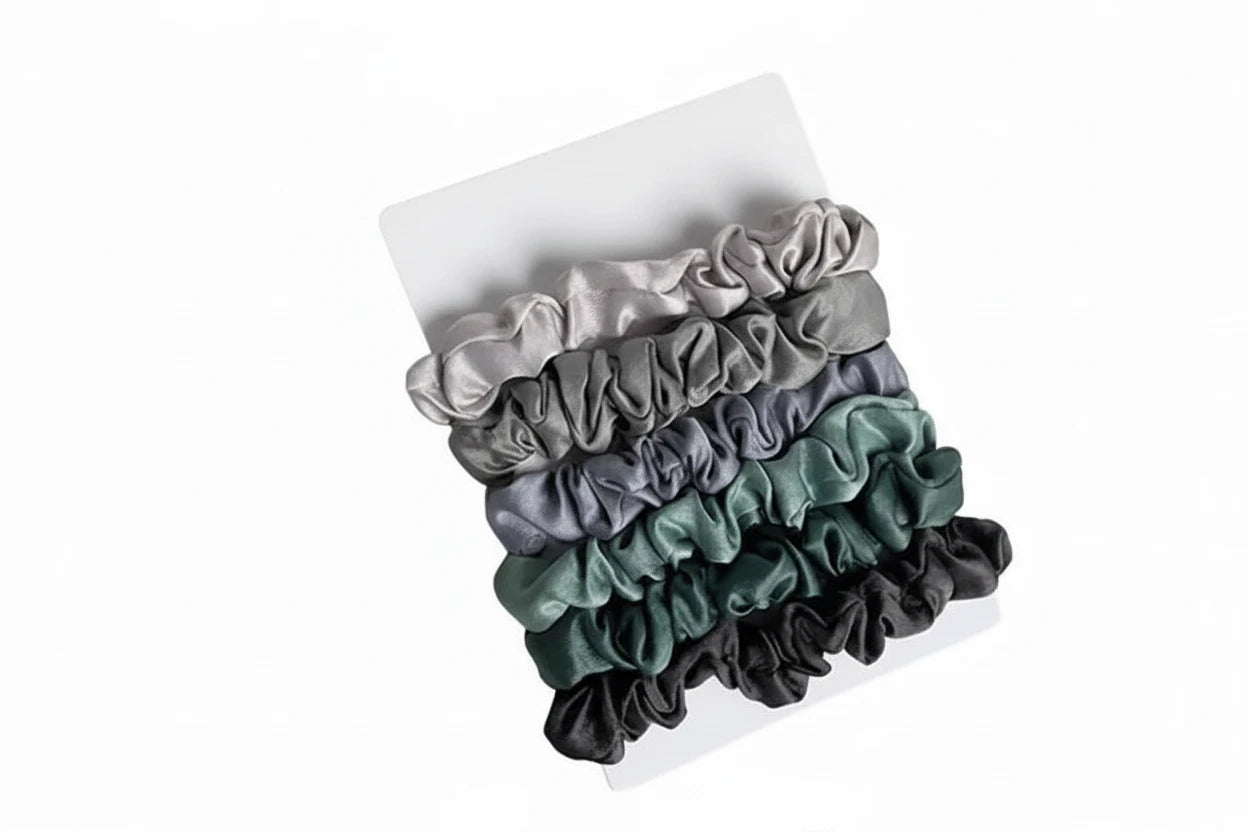 6pcs/lot Pure Silk Small Scrunchie Hair Bow Ties Ropes Bands Simple Satin Headwear Elastic Ponytail Holders For Women Girls bobbles