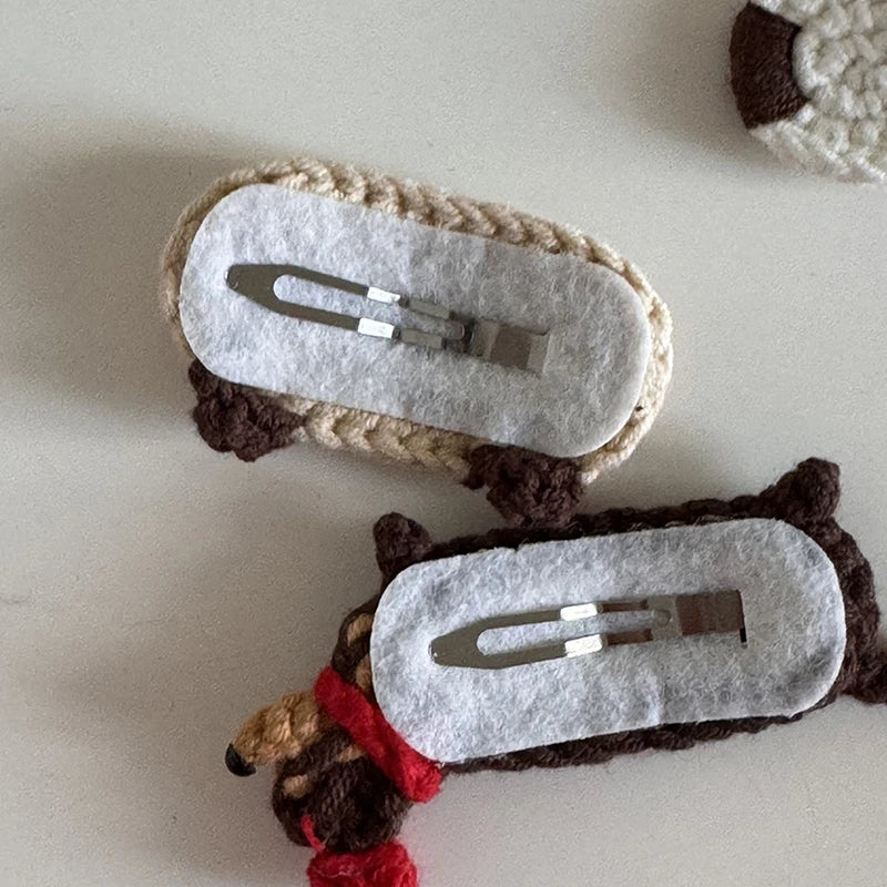 Crochet Hair Clip sausage dog Dachshund or cat