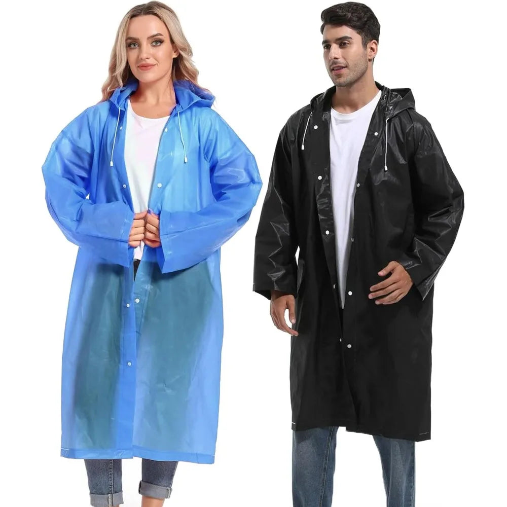 Disposable Adults Reusable Raincoats,Waterproof Rain Ponchos,Adults-Reusable Emergency Raincoats with Hood and Drawstring theme park  camping festival music