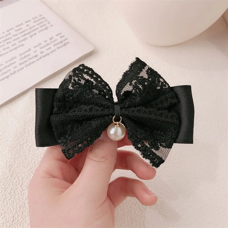 2/4pcs lace bow hair clip, pearl bow, bangs clip, side hair clip, hair accessory, hairpin pretty girls ladies