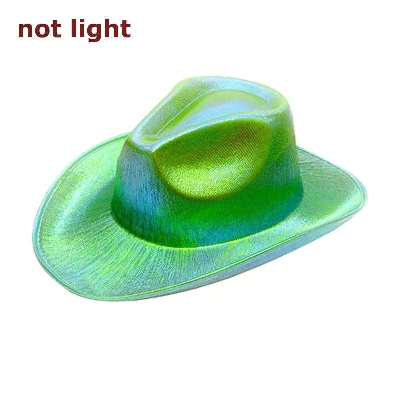 LED Glowing Cowgirl boy Hat Neon Luminous Bride Hat For Holiday Light Up Supplies Fluorescent Party Props Bachelorette Party Hat