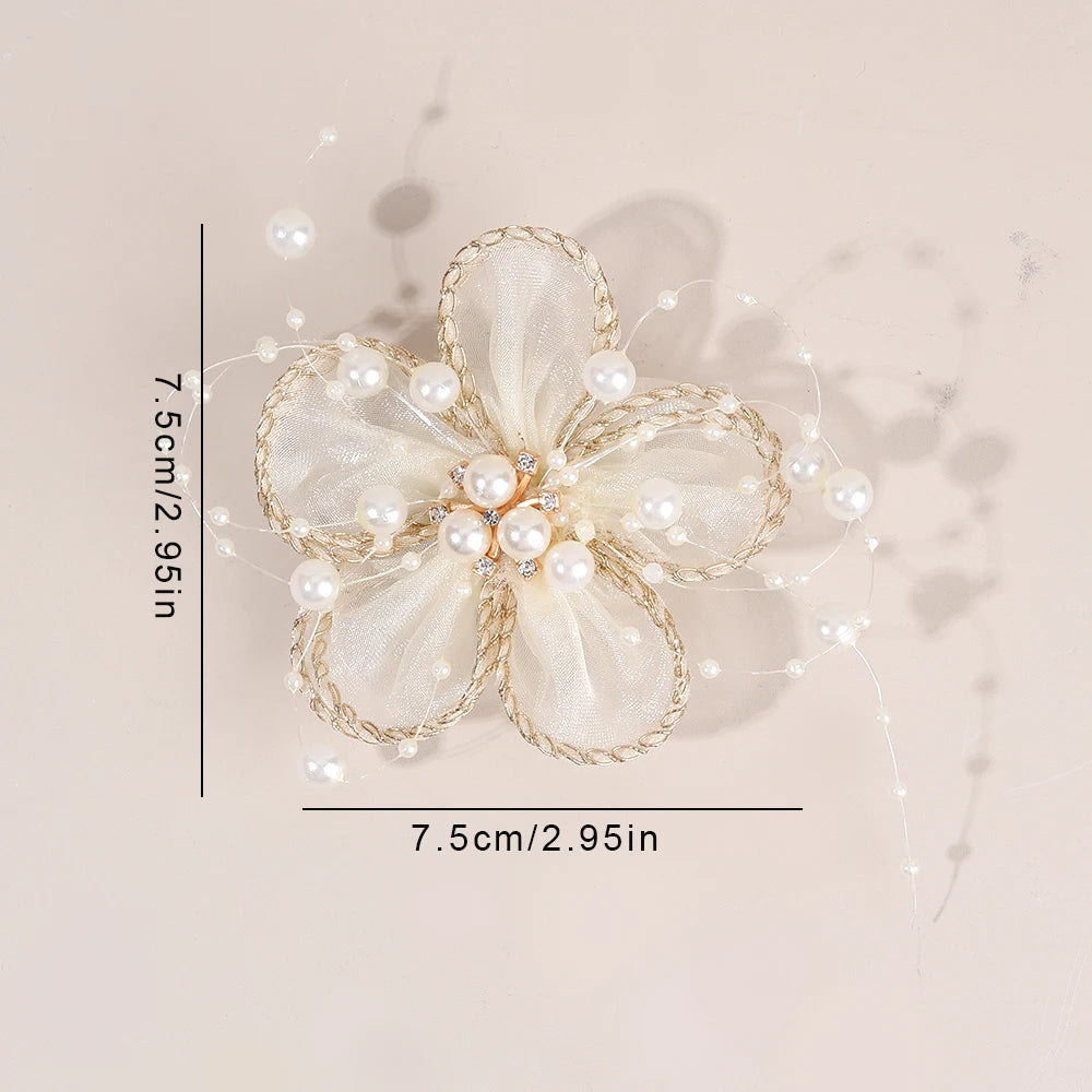 2Pcs Chiffon Floral Hairpins Sweet Flower Coral Fairies Hair Clip Princess BarrettesFor Girl Kids Women Accessories Headwear