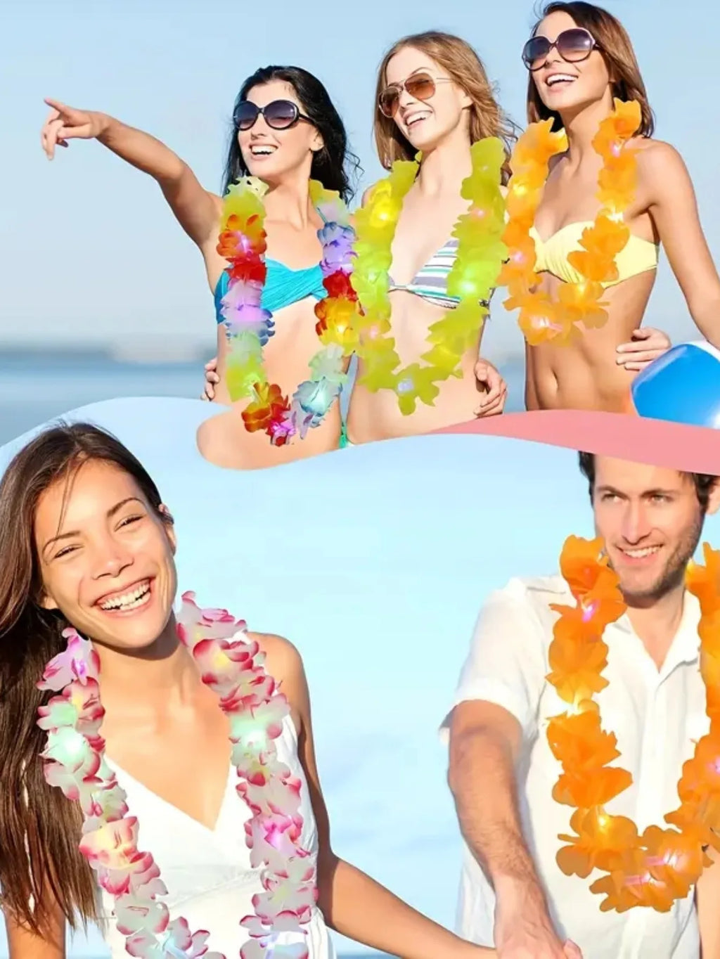 Festival Glowing Flower Wreath LED Hawaii Leis Necklace Light Up For Themed Parties Birthday Wedding Carnival Decoration