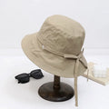 Women Lace-up Bowknot Sunscreen Fisherman Hat Large Brim Summer Anti-UV Strap Bucket Caps Korean Girl Travel Beach Basin Caps
