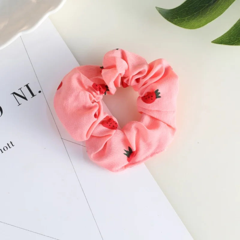Summer Fruit Pattern Elastic Hair Ties for Women New Trend Scrunchies Ponytail Elastic Hair Bands Hair Accessories