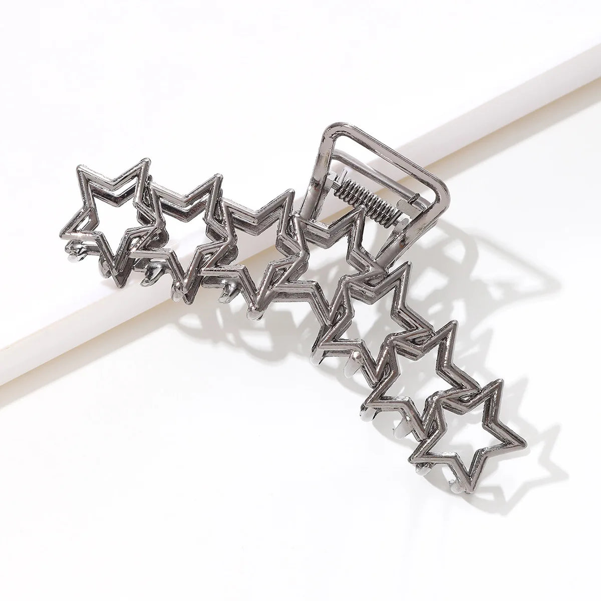1pc Metal star silver large hair clip with simple design and high-end cmaw clip at the back of the head hair up  perfect for holidays work etc hearts love