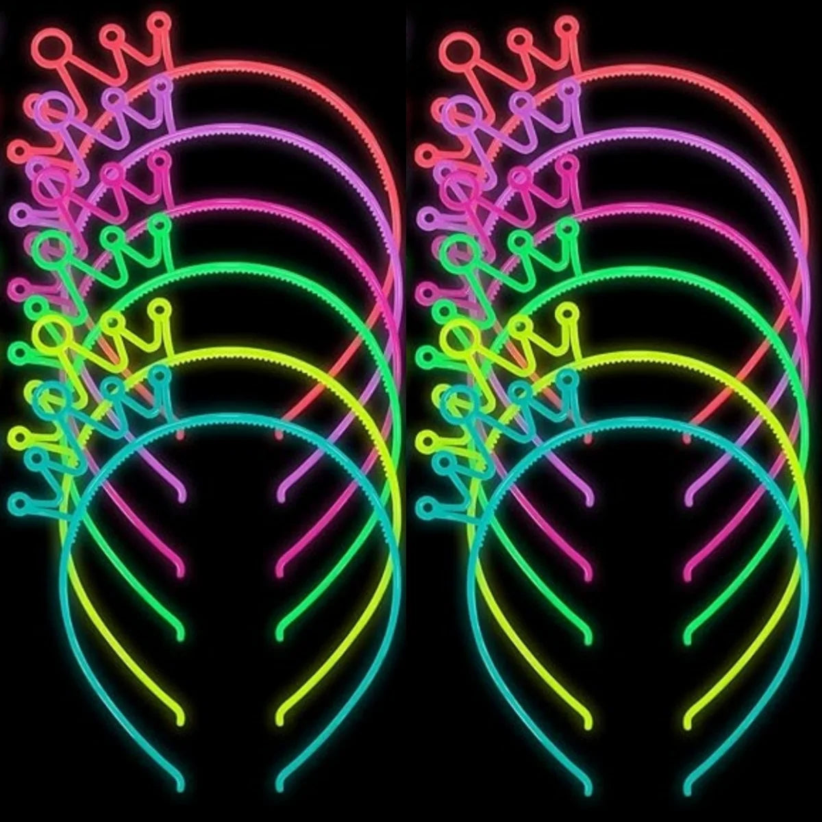 6/12PCS Girls Noctilucent Crown Headbands Women Headband Plastic Teeth Hairbands Kids Family Decoration Party Hair Accessories