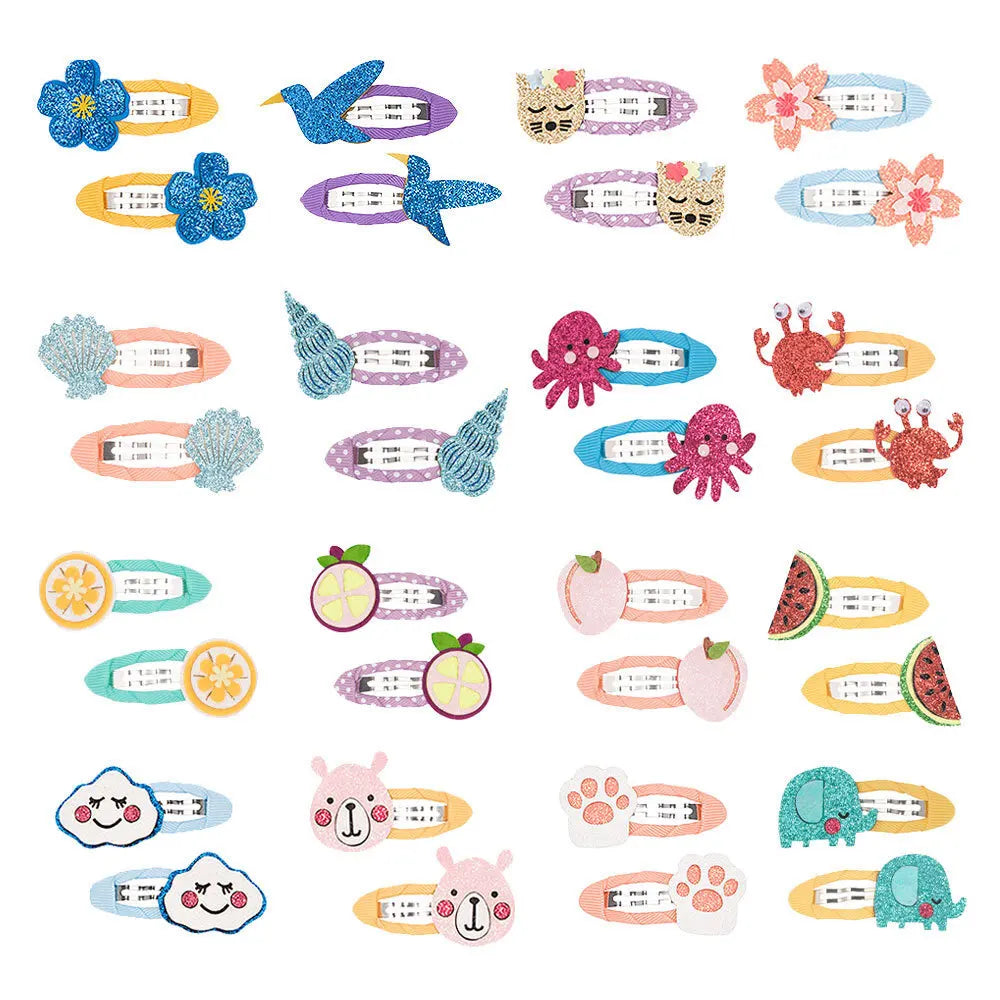 2 Piece Baby Girl Hairpin Hair Clip Accessory Kids Children Headwear Photography Toddler Animal Fruit Kitty Rabbit Shell Flower