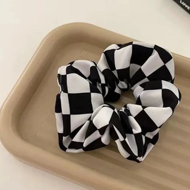 Checkered Satin Scrunchie