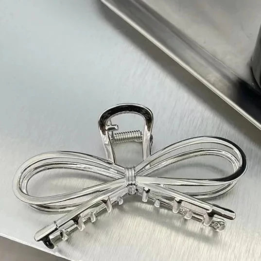 Bow Metal Hair Claw Clip  Gold Silver Girls and ladies hair up
