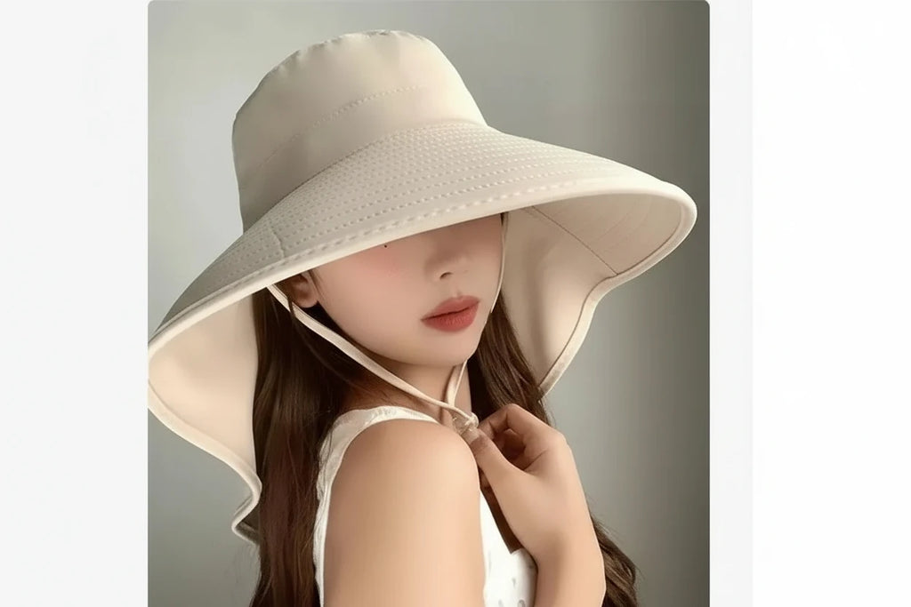 Sun Hat For Women With Neck Flap UPF 50+ UV Protective Hiking Beach Shawl Sunscreen Cap Wide Brim Ponytail Travel Fisherman Hat