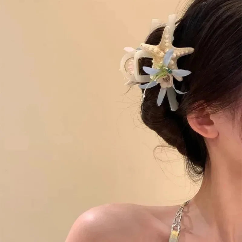 Cute Ocean Starfish Hair Claw Flower Starfish Shell Hairpins Crab Hair Clips for Woman girls Vacation Beach Hair Accessories cruise holiday party special occasion