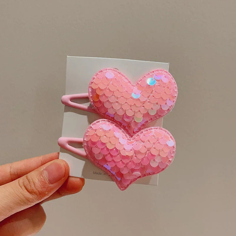 2PCS New Princess Scaly Heart Girls Hairpins Children Lovely Headwear Hairgrip Hair Clips Barrettes Hair Accessories butterfly star party